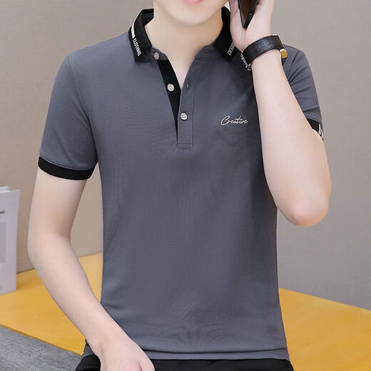 丹雨婷夏季男士polo衫短袖翻领休闲时尚体恤男装 682白色+679深蓝 M