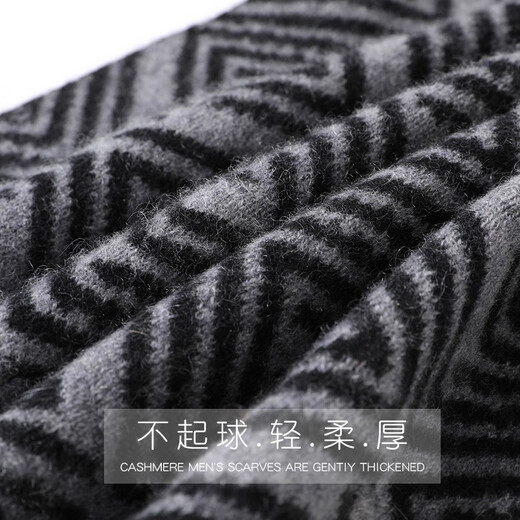 JIUJI 100% pure cashmere scarf men's short 2025 winter gift for husband and boyfriend male student's day small scarf black (short style)