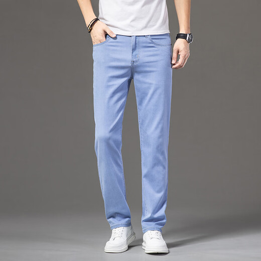 DVW Men's Clothing Brand Jean's Men's Summer Tennis Tennis Loose Loose Straitement CELATIQUE ÉLASTIQUE MENSERS MENSER 9767B BOID BLUE BLUE 38 38