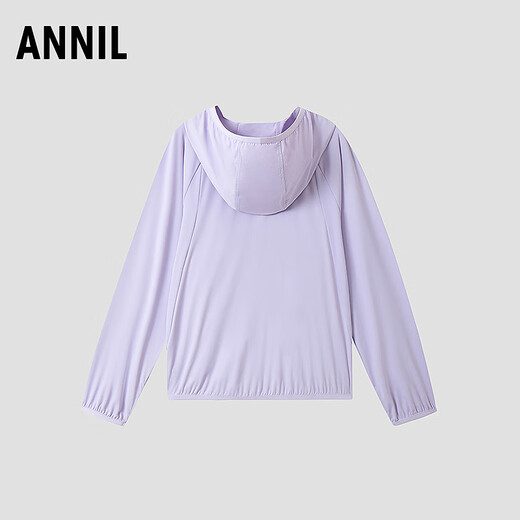 Anael boys and girls hooded knitted jacket 2025 summer new ice sun protection clothing casual sports tops Heather Purple 160