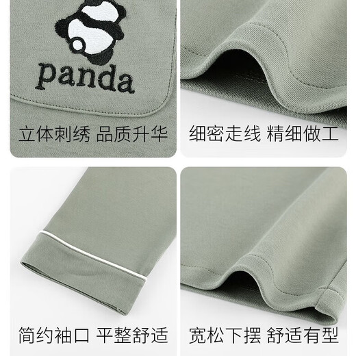 Ehepaar purer Baumwollpyjama für Frauen mit Herbst und Winter mit Brustpolster Panda Long Sleeves Neue Neujahrswaren große Größe für Outdoor-Verschleiß 16803 Herren-Graugrün [Herbst und Winter verdickt] XL 120-140jin [Jin gleich 0,5 kg]