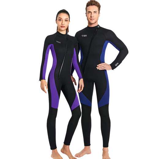 DIVE&SAIL long-sleeved one-piece wetsuit 3MM wet suit for men and women, surf suit for couples, warm and cold snorkeling, winter swimsuit, wet suit, men's black 3XL XXX