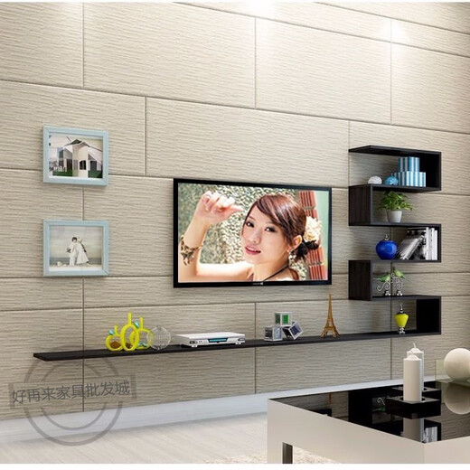 Ling Yuxun modern minimalist living room creative wall-mounted TV background wall cabinet decoration shelf hanging cabinet wall hanging cabinet 1.6 meters 5 layers deep 15, white