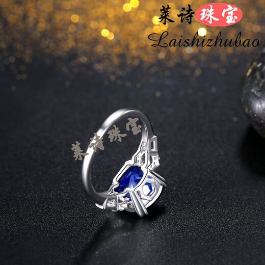 Pop sapphire ring European and American colored gemstone ring sterling silver plated with 18K gold inlaid with tanzanite colored gemstone silver jewelry No. 9