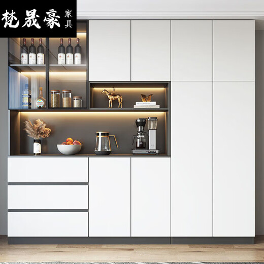 JPHZNB2025新款餐边柜高柜一体靠墙现代简约轻奢客厅餐厅家用茶水酒柜收 款12240*40*220包安装