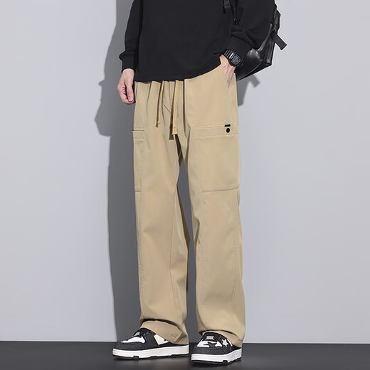 Jeep Spirit Casual Hosen für Männer Sommer Neue amerikanische trendige Arbeitshose für Männer losen gerade Männerhosen Casual Hosen 9856 Khaki + 9856 Black M.