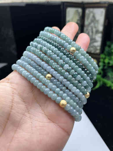Zhiyi A Blue Natural Azul de tres colores Exquisito Pulsera Jade Beads y Pulsera de jade Jade Beads Pulsera 5.5-6 mm 1047 Modelos
