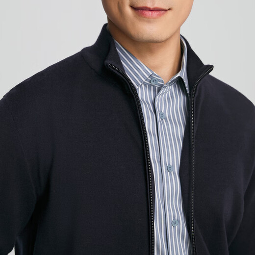 YOUNGOR sweater men's autumn and winter young men's sweater wool blend zipper style sweater store same style Navy YWHR615214FKA L 105cm