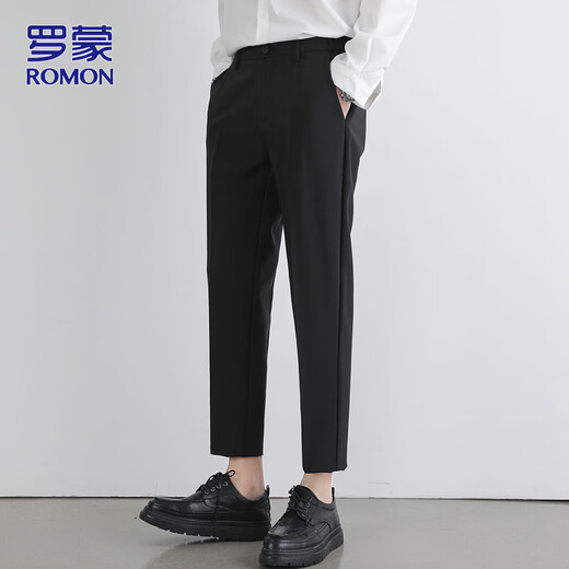 
ROMON casual pants men's pants summer high-end pinch pants men's business trousers black 32