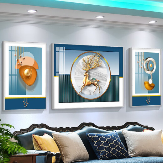 Modern Light Luxury Living Sala Sofá Decoración de la pared Decoración de la pared Sentido Abstracto de la moda Internet Farea Triple Hanging Painting Art Pintura TXMG9276 100*70cm en el medio / 50*70 cm en la derecha 3