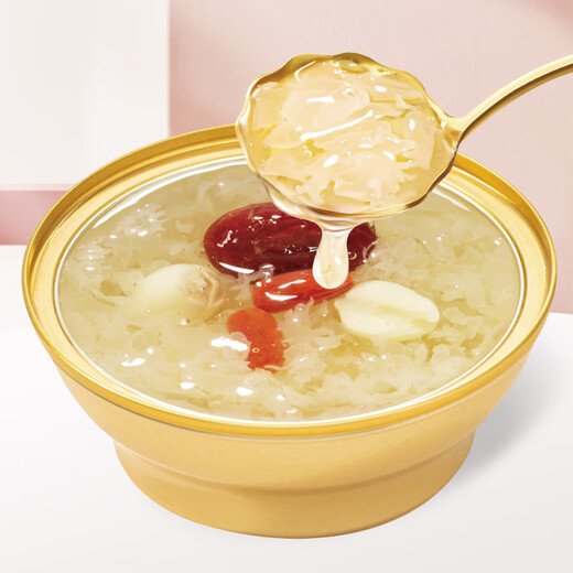Binhuang sopa de tremella de nido de pájaro guisado fresco abre la tapa y comió al instante fechas rojas y semillas de loto en la comida de fitness, comida rápida, desayuno, desayuno, bebida de nido de pájaro 1 tazón
