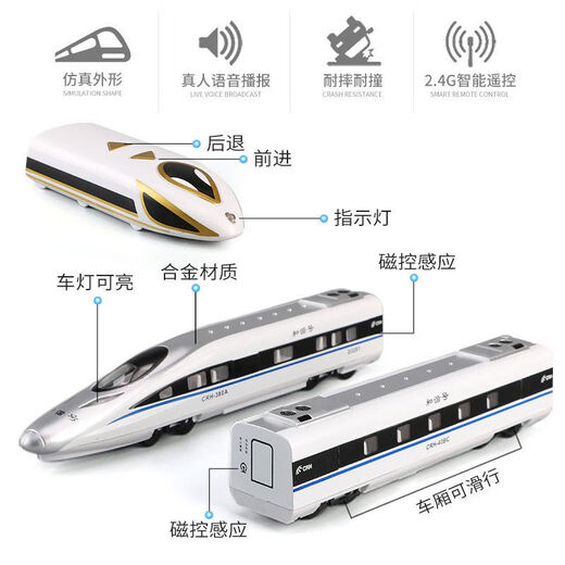 Harmony High-speed Railway Remote Control Train Toy Alloy Simulation Children's Large Electric Little Boy Train Model Gift Remote Control Version Harmony 4 Section Set Get 20 Tracks + 2 Official Standard