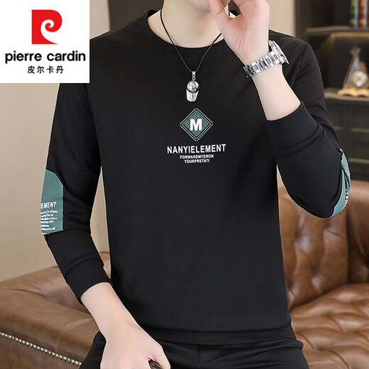 
Pierre cardin men's sweatshirt autumn and winter plus velvet white autumn clothes long-sleeved T-shirt trendy brand spring base shirt spring clothes men's trendy 9905 spring and autumn white thin style [Suggested 110-125 Jin [Jin equals 0.5 kg]] L