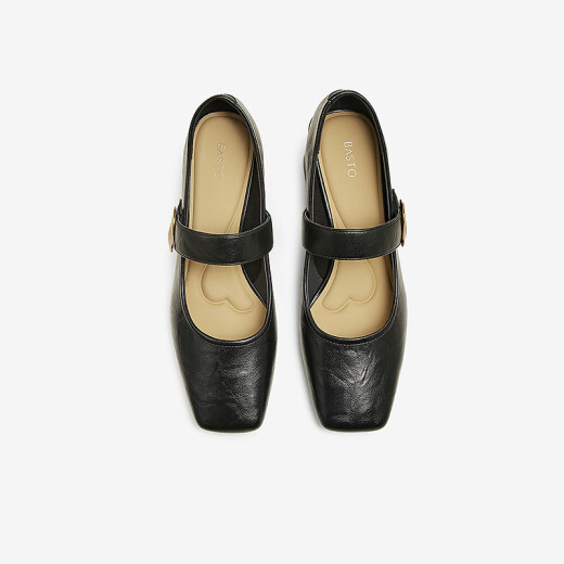 Los mejores 25 primavera retro Mary Jane zapatos de tacón grueso Toe Singles para mujeres M1509AQ5 Negro 39