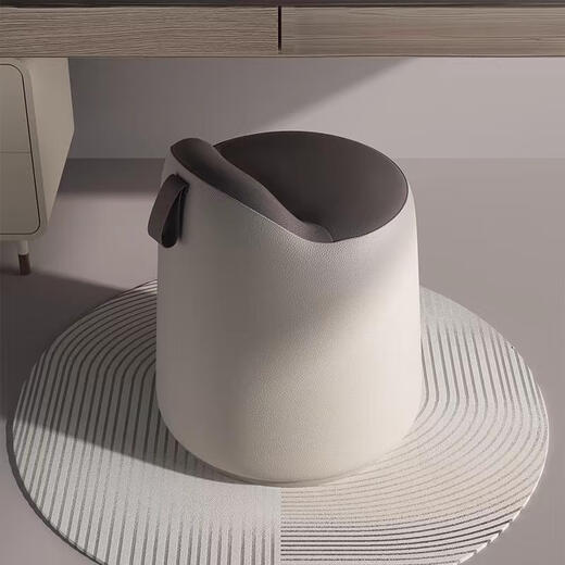 Kezitu Makeup Stool Modern Light Luxury Simple High-end Dressing Stool Bedroom Living Room Shoe Changing Stool Minimalist Dressing Off-white + Khaki - Foot Pad Style