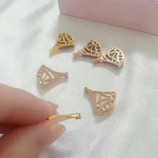 Library selection 18K gold mini skirt pendant rose gold colored gold gold clavicle necklace au750 small fan for women's Valentine's Day 18K gold gold color (set) white mother-of-pearl (small size)