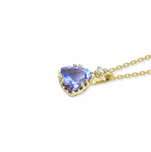 Rui Luo tanzanite triangle necklace women's diamond inlaid jewelry Japanese simple pendant + chain