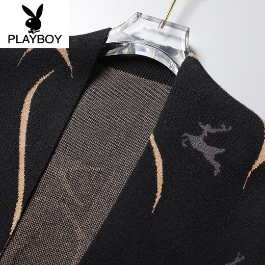 Playboy (Playboy) Chaqueta de cárdigan de punto para hombres suéter de primavera y otoño nuevo tendencia tortuosa y versátil delgada otoñal