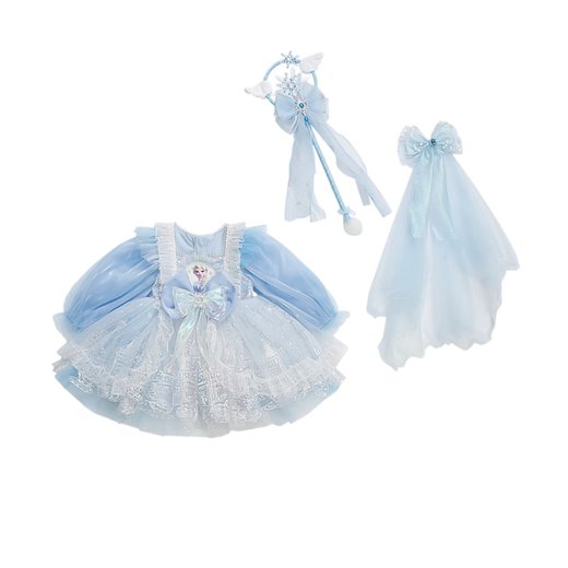 G.duck Elsa Princess Dress Children's Dress Spring and Autumn 2026 New Style Girls Lolita Dress Baby Dress Pink Skirt 120 (recommended height 110cm 6-7 years old)