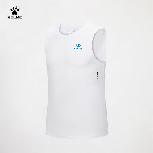 卡尔美（KELME）跑步背心男2025夏季新款马拉松训练速干衣足球健身无袖T恤 光亮白 L