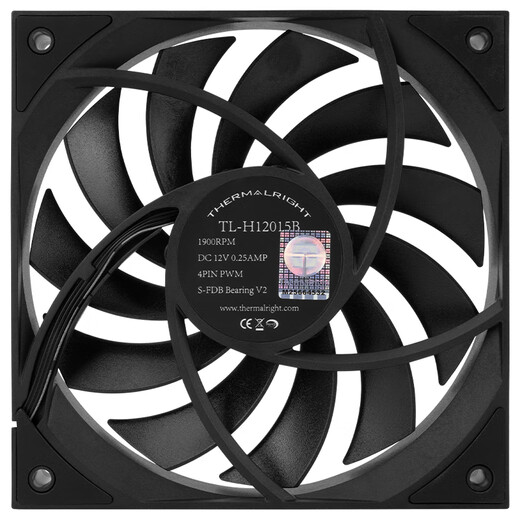 利民（Thermalright）TL-C12015B 1800转薄款黑色风扇 12cm机箱散热风扇 TL-H12015B 黑色单只装【15mm厚度】