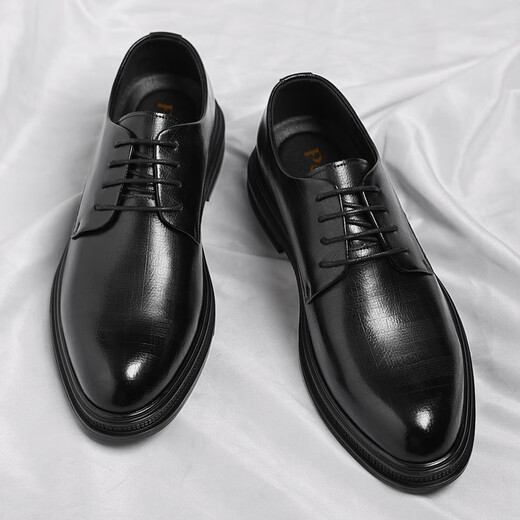 Chaussures en cuir Portulese Business à lacets de chaussures décontractées de style coréen à la mode à semelles épaisses chaussures de mariage chaussures de mariage hommes 9708 noir 42