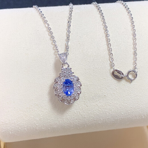 Shilian sterling silver inlaid with natural tanzanite pendant, blue sapphire crystal, fashionable and simple Japanese and Korean style clavicle chain gift
