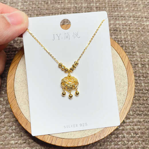 Youshu silver gold lock necklace full body S925 sterling silver plated 18k gold fashionable clavicle necklace women's versatile temperament gold lock 07569