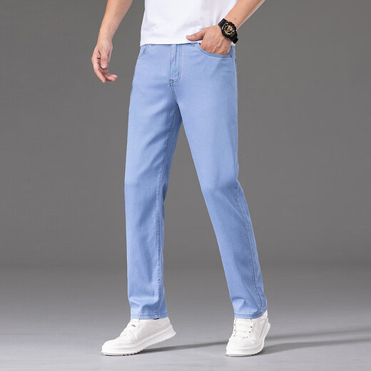DVW Men's Clothing Brand Jean's Men's Summer Tennis Tennis Loose Loose Straitement CELATIQUE ÉLASTIQUE MENSERS MENSER 9767B BOID BLUE BLUE 38 38