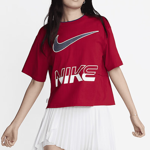 耐克（NIKE）T恤女装 2025夏季新款时尚运动服休闲舒适健身透气宽松圆领短袖 HF6291-687红色 M