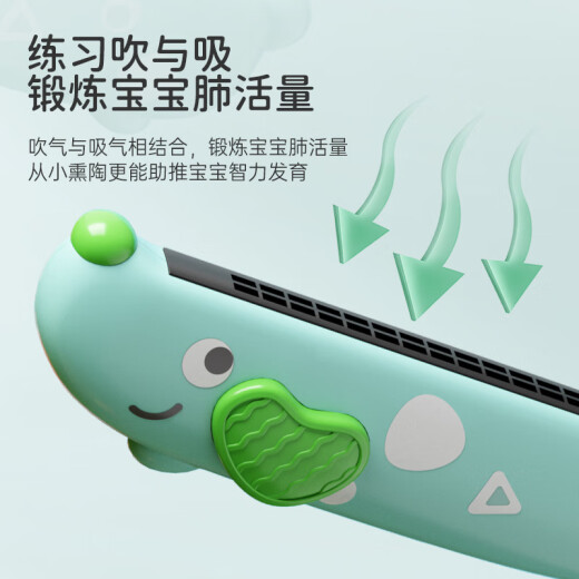 木允瑶卡通儿童16孔口琴发声吹奏可水洗宝宝早教训练气息口风琴乐器玩具 萌狗口琴粉色彩盒装