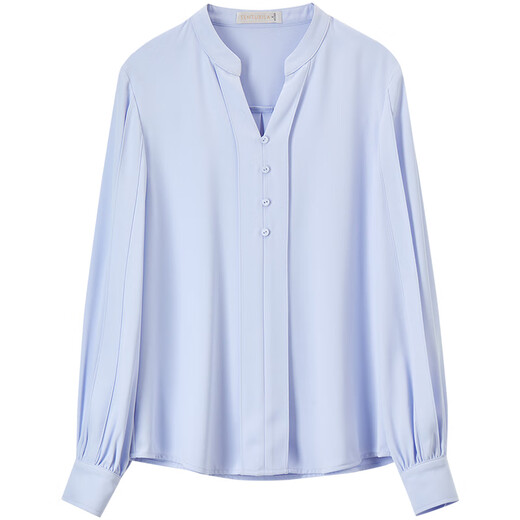 Shandubila commuter style workplace V-neck shirt for women in spring and autumn, high-end long-sleeved top, loose and slim casual shirt