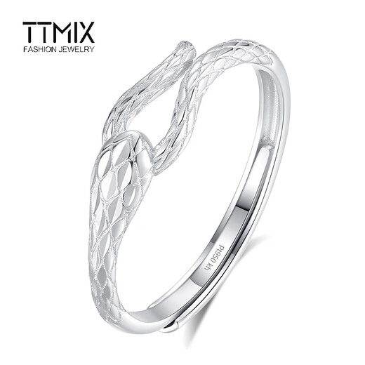 TTMIX spirit snake temperament platinum ring women's pt950 women's fashion zodiac snake live mouth platinum ring 2.5-2.7g