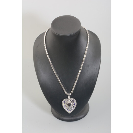 Hunter TITANIC Titanic Ocean Star Necklace Tanzanite Love Necklace Collection Heart-Shaped Synthetic Tanzanite + Round Diamond Necklace 18 inches S