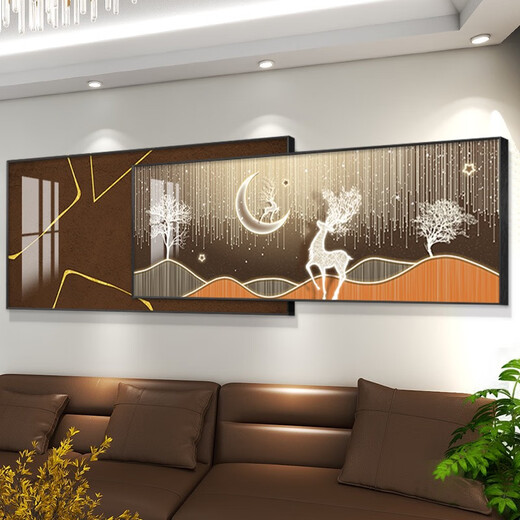 
Modern light luxury atmospheric sofa background wall decoration painting living room folding mural simple abstract bedroom hanging painting TXMG12212 50*120 large + 40*120 small superposition total length 1.8