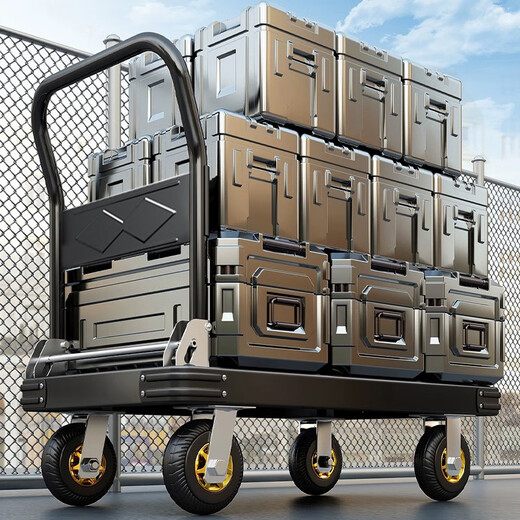 CLCEY thickened flatbed truck portable hand-pull truck decoration cart foldable promotion truck 60*403 125*756 inch nylon wheel