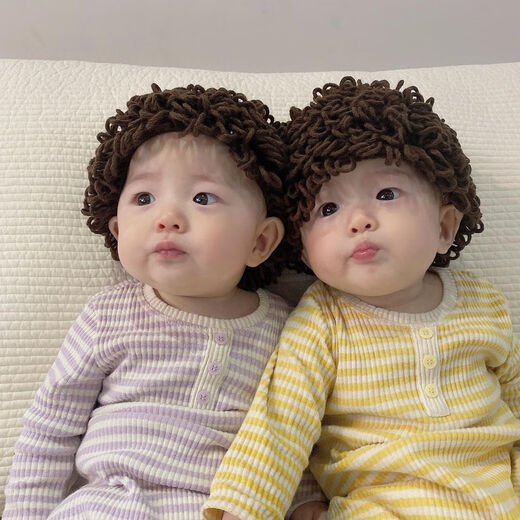 La lune retourne un chapeau de bébé, la tête drôle et explosive du printemps et de l'automne, un petit garçon super mignon et mignon, des cheveux bouclés pour enfants, un chapeau de laine, un chapeau de perruque bébé, un chapeau de cheveux bouclé, la circonférence de la tête 35-46 / Convient pendant 3-24 mois