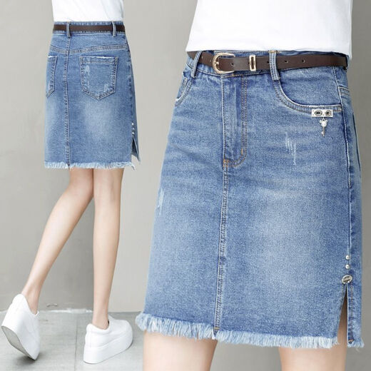 Pei Shiyans Hoch-T-Denim-Kurzrock im Sommer-Dünnstil, Elastizität der Anti-Exposition, hohe Slimness, A-Line-Taschenrock, gerade kurzer Rock, blauer Rock 6630, Einzelgröße S, empfohlen 85-Jin [Jin gleich 0,5 kg]