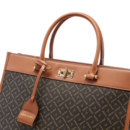 Pierre Cardin Frauenhandtasche große Kapazität Eins Schulter -Crossbody -Tasche Tasche vielseitige Mama -Tasche Frauen Urlaubsgeschenk für Freundin Brown/Gelbbraun 340*135*260 mm