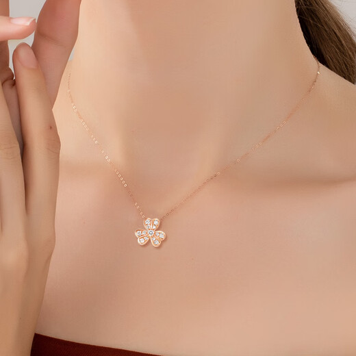 GIOIO Swarovski zirconium 18k clover full diamond necklace women's Au750 color gold rose gold gold platinum lock same style