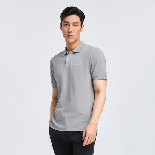 YOUNGOR short-sleeved POLO shirt for men with lapel cotton elastic fabric breathing cotton moisture-absorbent and breathable collar with good shape retention VSPC533011EFA Gray XL