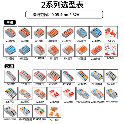 Hongantu push-type terminal block wire quick connector splitter household wire lamp wire connector 2 in 2 out orange model (10 pieces/pack)
