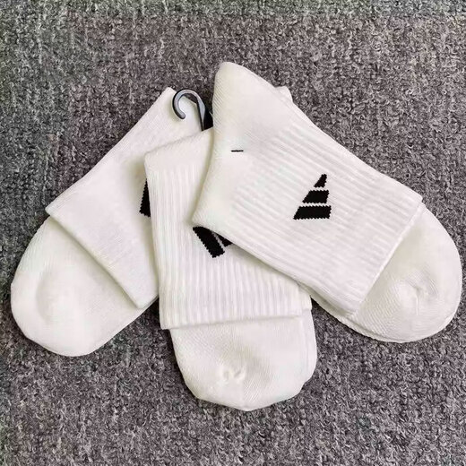 Adidas阿迪达斯袜子男袜女袜三双装四季常规短筒袜浅口运动袜低跟袜子 白色/JC9273/三双装 L(建议42-46码)