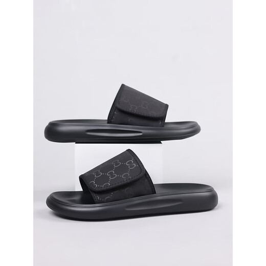 KLWP Slipper Herren Sommer 2025 Neue modische und vielseitige weiche Sohle Beachschuhe für Männer, die wasserdicht und tragensresistente Flip Flops schwarz 6189 38