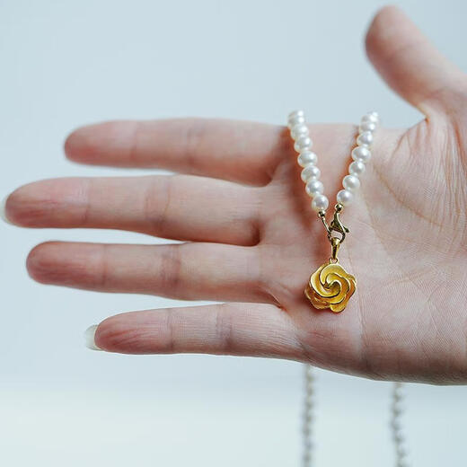 Chihuanzibuyu natural strong light freshwater pearl necklace for women with hanging pendant rose simple and versatile gift for mother 4.5mm total length 42cm medium natural pearl