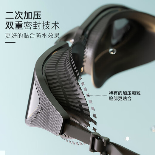 WATERTIME swimming goggles, large frame, high-definition myopia coating, waterproof and anti-fog, men's and women's adult swimming goggles and swimming cap set equipment, phantom/black, left and right, different photos of this item, please contact customer service to note the degree.