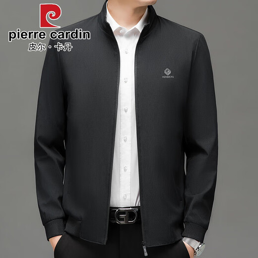 
Pierre cardin spring men's new style striped inner business casual stand collar jacket middle-aged daddy's solid color jacket [Father's Day gift] 9901 blue L