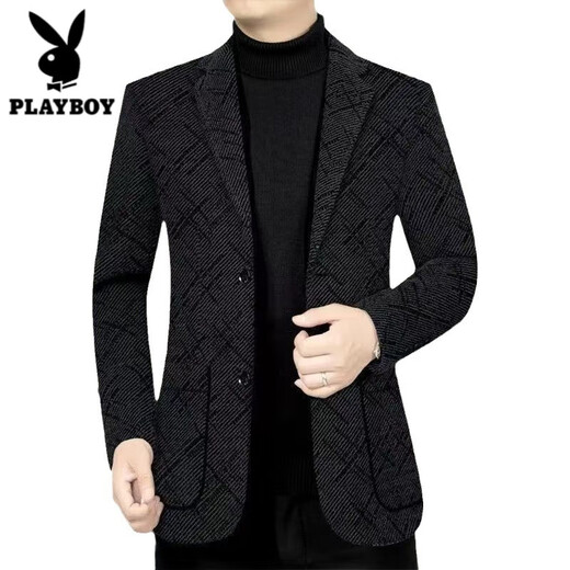 Playboy (Playboy) Jacket de traje Hombres pesados ​​engrosados ​​en otoño e invierno El nuevo traje informal de los hombres casuales con chaqueta de papá engrosada marrón [terciopelo agregado] engrosado XL [recomendado 120-140Jin [Jin iguala 0.5 kg]]]