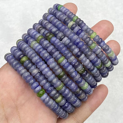 Shiyi Natural Tanzanite Plate Bead Bracelet Women's Single Circle Fashion Small Fresh Versatile Crystal Flat Bead Bracelet Jewelry Simple 1#/3*6MM/Plate Bead/Single Circle
