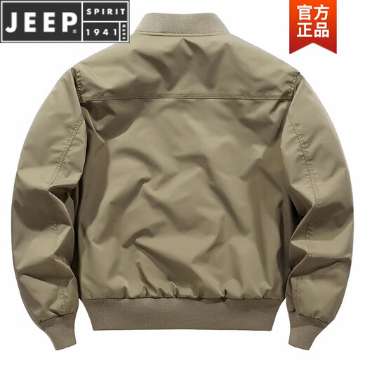 JEEP SPIRIT夹克男春秋季休闲美式棒球服新款秋冬季男士棉服飞行员外套男 JWD9226加棉 卡其色 厚款 M